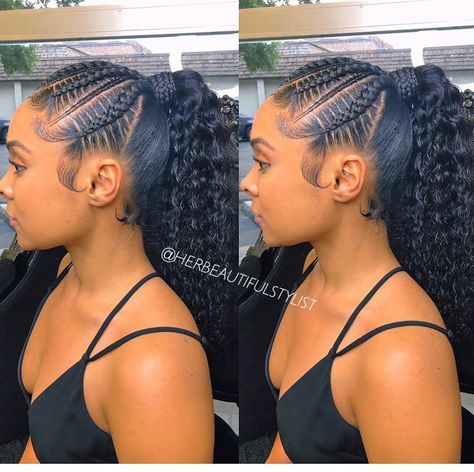 Half Up - Half W/ Pony ✨🔥✨ . . . . #houstonbraids #dallasbraids #dallasbraiders #austinbraiders #labraiders #protectivestyles #protective… Feed In Braids Ponytail, Two Braid Hairstyles, Feed In Braids Hairstyles, Curly Ponytail, Braided Ponytail Hairstyles, Trendy Hairstyle, Braids With Curls, Girls Hairstyles Braids, Beautiful Braids