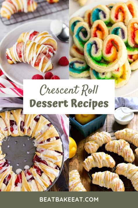 Cresent Roll Dessert Ideas, Things To Make With Crescent Roll Dough, Dough Dessert Recipes, Ideas With Crescent Rolls, Cresent Roll Desserts, Crescent Roll Cookies, Crescent Roll Ring Recipes, Cresent Roll Dough, Crescent Desserts