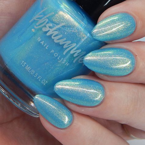 Blue Shimmer Nails, Beauty Pics, Diving Board, Nail Shimmer, Nail Colour, Water Collection, Flat Brush, Spring Hairstyles, Crystal Blue