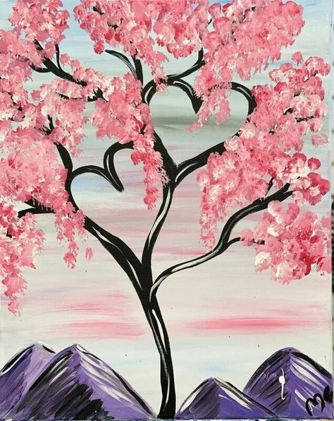 Spring Paint Party Ideas: Paint and Sip at Home Paint And Sip Party, Disposable Aprons, Purple Painting, Easy Flower Painting, Sip N Paint, Simple Canvas Paintings, Cute Canvas Paintings, Pink Painting, Canvas Painting Designs