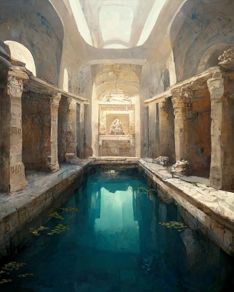 Roman Inspired Architecture, Dnd Landscape, Egyptian Interior, Ancient Rome Aesthetic, Ancient Egypt Aesthetic, Roman Bath House, Amazing Digital Art, Ancient Egyptian Architecture, Egypt Concept Art