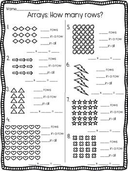 This is great practice for multiplication with arrays. Students will practice counting how many rows there are and then how many are in each row. Then they will write a multiplication equation for the array. This is a great individual activity or something that you could put into a center for independent work.I hope you enjoyed this product! If you liked it, please leave me a review. If you would like to see some of my other products please follow along at Finding The Fish. Array Multiplication Activities, Arrays 2nd Grade, Array Worksheets, Math Helper, Multiplication Arrays, 3rd Grade Activities, Multiplication Activities, Multiplication Problems, Teaching Multiplication