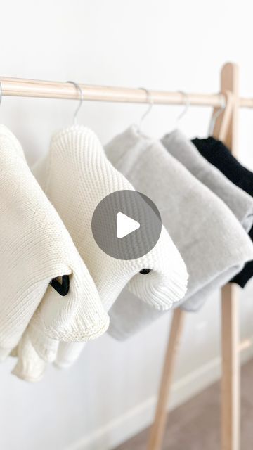 Casey Matheny | Wardrobe Stylist on Instagram: "The best way to hang your sweaters. ✨ No more hanger marks. SAVE 📍THIS IS A GAME CHANGER!" Hanger Ideas Clothes, Hang Sweaters On Hangers, How To Hang A Sweater On A Hanger, How To Hang Sweaters On Hangers, Hanging Sweaters On Hangers, How To Fold Sweaters, Hang Sweaters, Diy Fashion Videos, Best Hangers