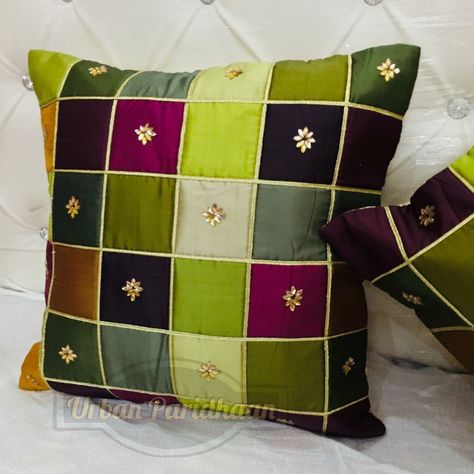 Urban Paridhaan’s Instagram photo: “Multicolour checkered silk cushion covers with golden stone and lace work✨ Set of 5 Dm for order ❤️ #handmade #supportsmallbusiness…” Alphabet Embroidery, Silk Cushions Covers, Cushion Cover Designs, Silk Cushions, Scatter Cushions, Cushion Covers, Cushion Cover, Alphabet, Cushions