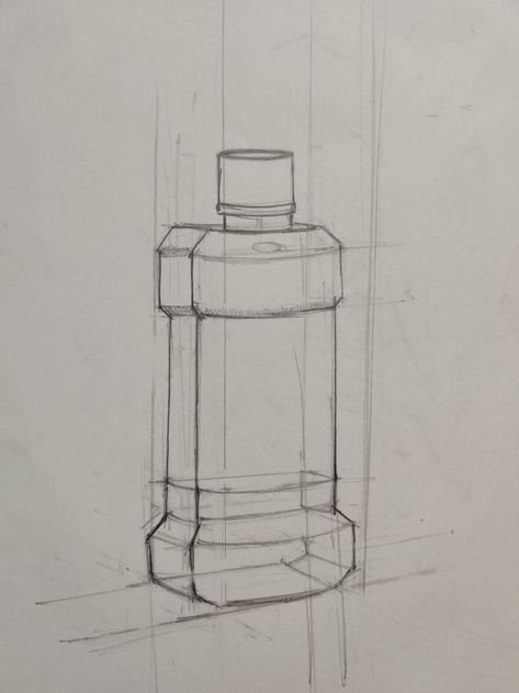 Perspective Object Drawing, Simple Objects To Draw, Industrial Design Drawing, Bottle Sketch, Drawing Objects, Interior Architecture Sketch, Basic Sketching, Structural Drawing, Furniture Design Sketches