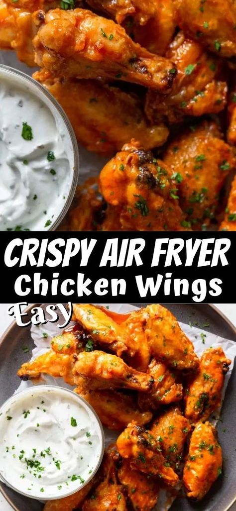 Honey Buffalo Sauce, Crispy Air Fryer Chicken Wings, Wings In The Air Fryer, Wing Sauces, Crispy Air Fryer Chicken, Buffalo Wing, Crispy Chicken Wings, Air Fryer Chicken Wings, Buffalo Chicken Wings