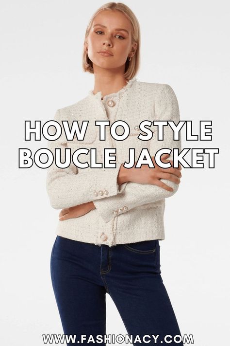 How to Style Boucle Jacket Button Jacket Outfit, Grooming Tips For Women, Boucle Jacket Outfit, Outfit Ideas Trendy, Outfit Ideas For Fall, Trendy Outfit Ideas, Grooming Tips, Boucle Jacket, Look Older