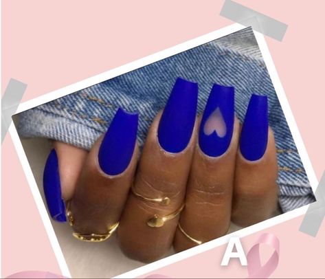 Navy Blue Manicure, Blue Sns Nails Designs, Blue Nails With Heart, Dark Blue Nails Acrylic, Blue Birthday Nails, Blue Heart Nails, Sns Nails Designs, Nail Designs Bling, Nails Heart