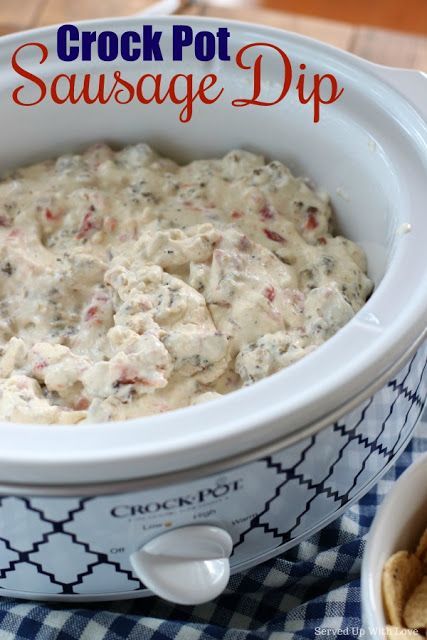 Crock Pot Sausage Dip is an easy 3 ingredient dip recipe that is guaranteed to be a hit at any party. #servedupwithlove #crockpot #slowcooker #dip #sausage Breakfast Sausage Dip, Pineapple Butter Cake, Pineapple Butter, Crock Pot Sausage, Sausage Dip Recipe, Mexican Bean Dip, Sink Cookies, Sausage Crockpot, Kitchen Sink Cookies