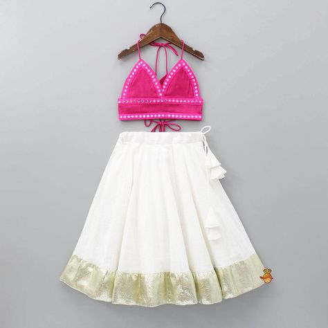 Flared Lehenga, Little Muffet, Girls Party Wear, Stylish Crop Top, Stylish Top, Halter Neck Top, Indian Ethnic Wear, Pink Top, Colourful Outfits