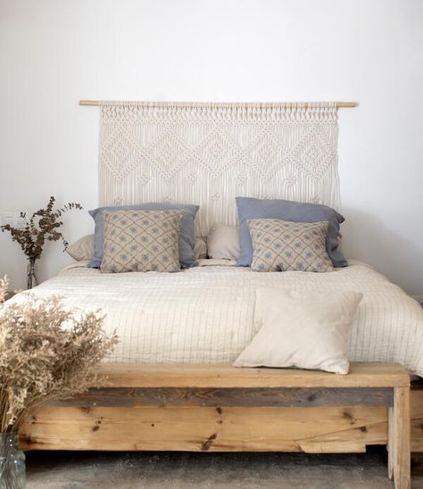 Imperial Headboard Wood Carved Headboard, Modern Moroccan Decor, Boho Headboard, King Bed Headboard, Carved Headboard, Macrame Headboard, Stitch Witchery, Bohemian Curtains, King Size Headboard