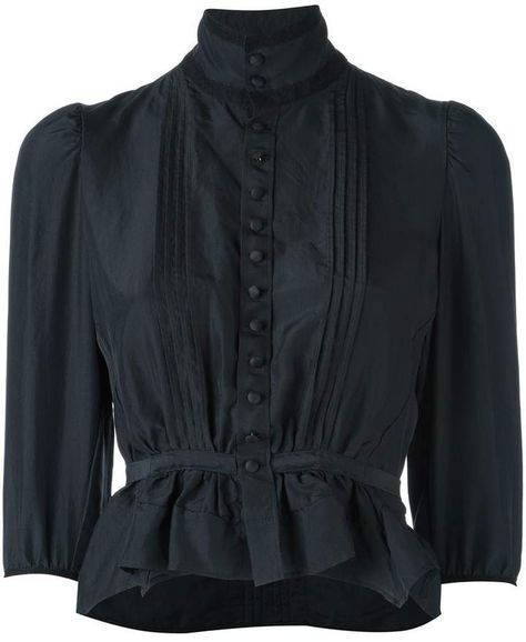 Dsquared2 'Victorian' high collar blouse Female Steampunk, Victorian Shirt, High Collar Blouse, High Collar Shirts, Flare Blouse, Flare Shirt, Victorian Blouse, Shirt Folding, Black Dahlia