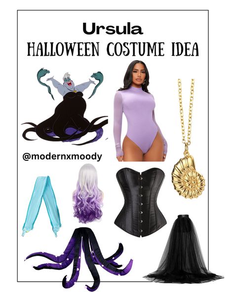 modernxmoody's Amazon Page Ursula Halloween Costume, Ursula Costume Diy, King Triton Costume, Ursula Halloween, Ursula Cosplay, Villain Clothing, Ursula Dress, Disney Villain Costumes, Disney Bound Outfits Casual