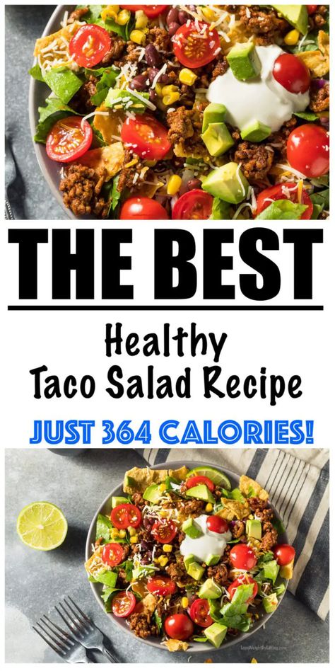 Mexican Taco Salad, Mexican Salad Dressings, Taco Salad Recipe Healthy, Easy Taco Salad Recipe, Taco Salad Dressing, Vegan Taco Salad, Low Calorie Salad, Taco Salad Bowls, Taco Salad Recipe