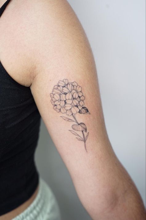 Tiny tattoo, mini tattoo, small tattoo, floral tattoo, flower tattoo Hydrangea Tattoo Ankle, Hygrandea Tattoo, Hydrangea Tattoo Black And White, Hydrangea Tattoo Sleeve, Small Hydrangea Tattoo, Hydrangea Tattoo Black, Hydrangea Flower Tattoo, Hydrangea Tattoos, Flower Tattoo Simple