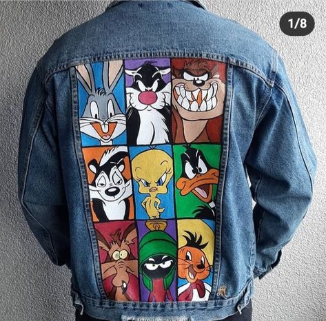 Instagram: @misteryarte Custom Jeans Diy, Denim Diy Clothes, Custom Jean Jacket, Diy Denim Jacket, Hand Painted Denim Jacket, Painted Denim Jacket, Custom Jeans, Hip Hop Art, Painted Jeans