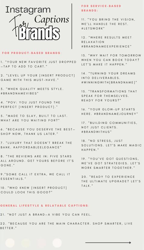 Captions, instagram captions, social media captions, captions for brands, list of instagram captions, engaging captions Caption For Fashion Brand, Sales Caption Ideas, Business Ig Captions, Social Media Marketing Captions, Business Insta Captions, Instagram Captions For Selling Products, Small Business Instagram Captions, Brand Captions Instagram, Ceo Captions For Instagram