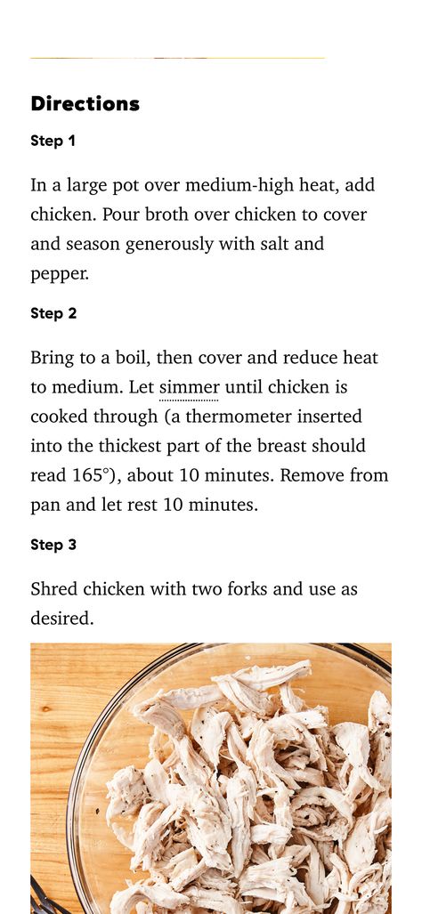 Boiled chicken doesn't have to be boring. Boil Chicken, Boiled Chicken Recipes, Boiled Chicken Breast, Patriotic Desserts, Boiled Chicken, Frozen Chicken, Summer Kitchen, Food Trends, Shredded Chicken