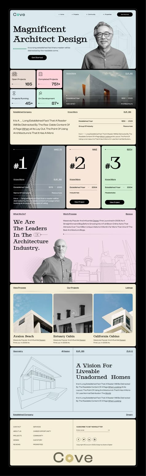 Website Information Design, Modern Architecture Website Design, Block Website Design, Informative Website Design, Creative Landing Page Design Inspiration, Faq Page Design, Architecture Website Design, Architect Website, Web Design Inspiration Layout