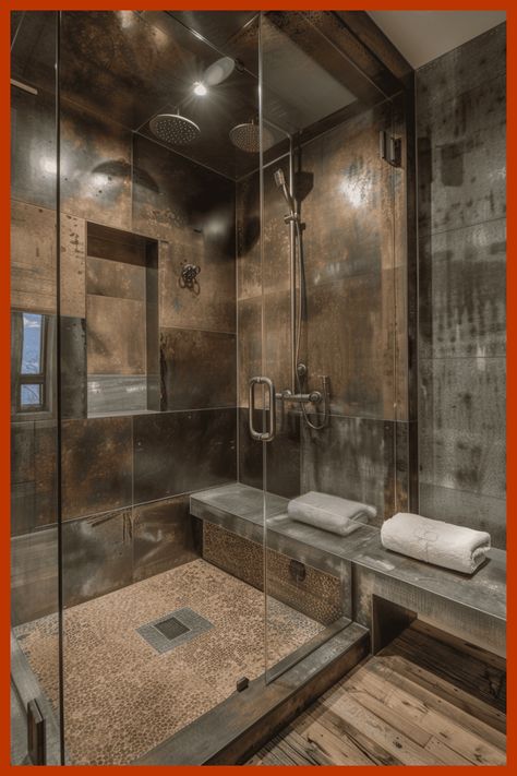 Upgrade your small bathroom with these luxurious walk-in shower ideas Large Master Shower Ideas, Walkin Shower With Seat, Farmhouse Walk In Shower Ideas, Shower Small Bathroom Ideas, Stone Shower Ideas, Rustic Walk In Shower Ideas, Walk In Shower Small Bathroom, Small Bathroom Double Sink, Shower Small Bathroom