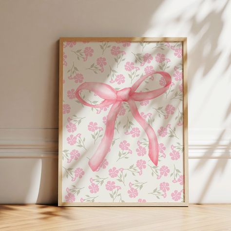 Elevate your space with our Pink Coquette Wall Art Print, a delightful addition to any coquette room decor. This charming wall art print embodies the whimsical elegance of cottagecore decor with its adorable floral pink bow design, perfect for adding a touch of femininity to any room. Ideal for those who love trendy and chic wall art, this digital product is a must-have for anyone looking to create a stylish and cozy environment. Whether you're decorating a bedroom, living room, or any space tha Pink Coquette Room Aesthetic, Bow Wall Art, Teenager Bedroom Design, Cozy Environment, Coquette Room Decor, Room Decor Art, Coquette Room, Coquette Bows, Chic Wall Art