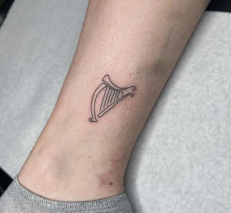 Lyre Tattoo, Irish Harp Tattoo, Harp Tattoo, Ireland Tattoo, Stick Poke, Beer Tattoos, Patch Sleeve, Stick And Poke Tattoo, Stick Poke Tattoo