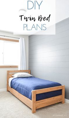 DIY Twin Bed Low Profile Twin Bed Frame, How To Build A Twin Bed Frame, Diy Twin Trundle Bed Frame, Simple Twin Bed Frame Diy, Twin Size Bed Frame Diy, Diy Kids Bed Frame, Twin Bed Frame Diy, Diy Twin Bed Frame, Diy Twin Bed