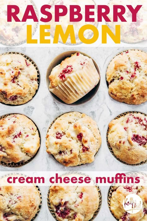 Fresh Fruit Muffins, Baking With Raspberries, Recipes With Frozen Raspberries, Healthy Cream Cheese Recipes, Cream Cheese Muffins Recipes, Raspberry Treats, Raspberry Cream Cheese Muffins, Lemon Cream Cheese Muffins, Muffins Cream Cheese