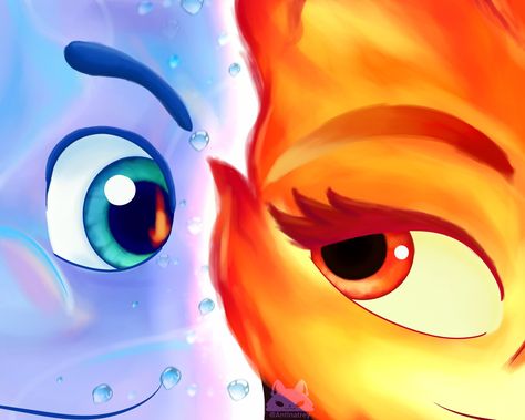 Elemental Matching Pfp, Elemental Movie Wallpaper, Ember Elemental, Elemental Wallpaper, Wade And Ember, Ember And Wade, Elemental Movie, Elemental Fanart, Ember X Wade