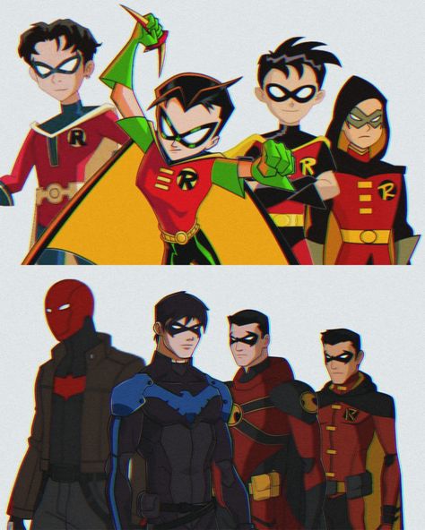 Robin The Boy Wonder
Robin
Batfamily
Batfam
Robins
Batboys
Wayne Family Bat Brothers, The Bat Boys, Dc Aesthetic, Robin The Boy Wonder, Jon Kent, Robin Comics, Teen Titans Fanart, Wayne Family, Cartoon Style Drawing