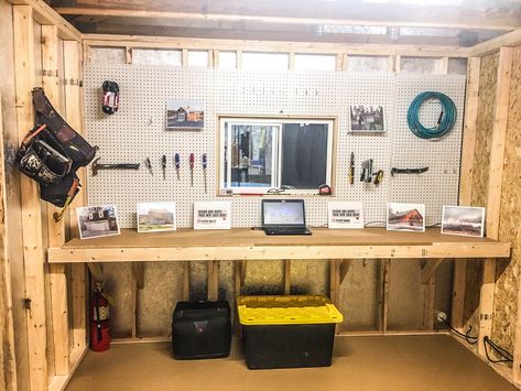 What does your perfect workshop look like? We'll help you design a great starting point with a new Tuff Shed building. Add in pegboard, shelving, a workbench, windows and even a loft to make a great place to DIY and get projects checked off your list. We make building a workshop easy-we do it all for you, from the design to the delivery to installation. DIY projects are great, but we don't think your shed or workshop should be one. Tuff Shed Organization Ideas, Shed Workbench Ideas, Shed Workshop Ideas, Shed Workbench, Pegboard Shelving, Sheds Ideas, Garage Goals, Shed Workshop, Diy Shed Kits