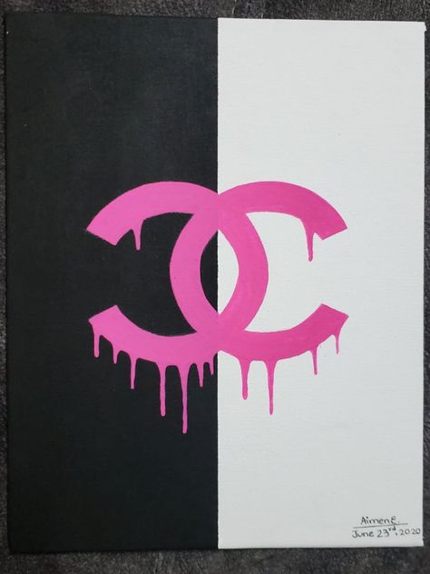 Y2k Aesthetic Paintings, 444 Canvas Painting, Designer Painting Canvases, Chanel Painting Canvases, Chanel Canvas Painting, Baddie Paintings Canvas Easy, Easy Pink Painting Ideas On Canvas, Pink Canvas Paintings Simple, Boujee Paintings