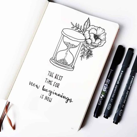 70 incredibly pretty floral bullet journal spreads | My Inner Creative Importance Of Time Drawing, Quote Doodles Journals, Hourglass Quotes, Quote With Drawing, Quotes With Drawings Doodles, Drawing Quotes Creativity, Quotes With Drawing, Quotes About Drawing, Quotes With Drawings