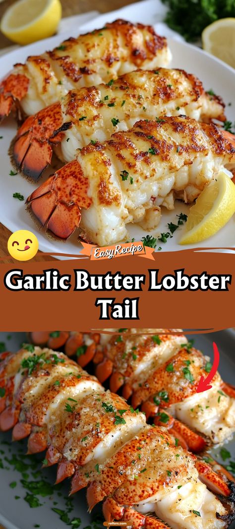 Indulge in the lavish taste of Garlic Butter Lobster Tail, where tender lobster meets a glistening glaze of garlic-infused butter. This dish is a celebration of flavors that transforms a simple meal into a grand feast. #LobsterTail #SeafoodDinner #GarlicButter Grill Lobster Tail Recipe, Easy Lobster Tail Recipe, Garlic Butter Lobster, Baked Lobster Tails, Lobster Tail Recipe, Cooking Lobster Tails, Butter Lobster, Grilled Lobster Tail, Lobster Dishes