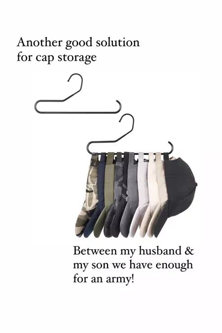 This is a good solution for storing baseball style caps in your closet. 👍🏻    #closetorganization #homeorhanization #cap #baseballcap #hat #hatstorage     #LTKhome Ballcap Storage Organizing Ideas, Caps Organizer Ideas, Ball Cap Storage Ideas Diy, Cap Organization Ideas, How To Store Hats, Ballcap Storage, Ball Cap Storage, Baseball Hat Storage, Baseball Cap Storage