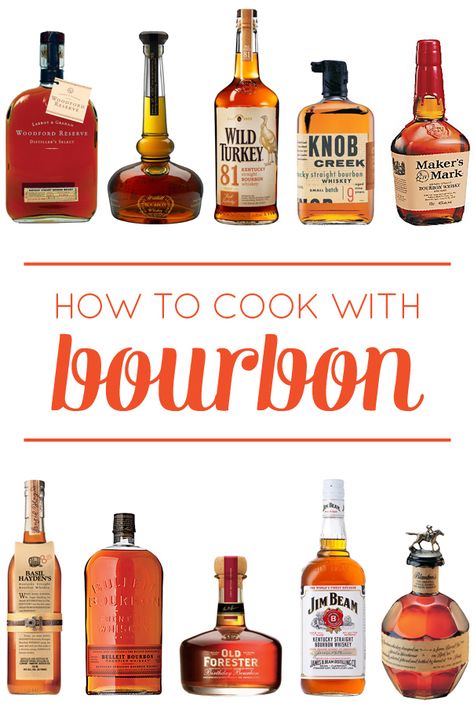 How to Cook with Bourbon // Feast + West Recipes With Bourbon Whiskey, Bourbon Recipes Food, Types Of Bourbon, Cooking With Bourbon, Alcohol Food, Bourbon Brands, Bourbon Recipes, Bourbon Tasting, Bourbon Drinks