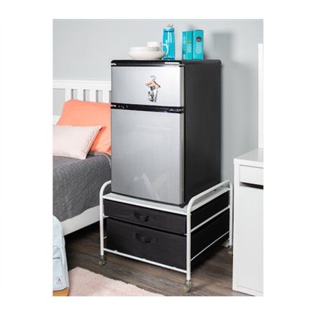 Fridge Stand, Mini Fridge Stand, College Furniture, Easy Bathroom Updates, Dorm Fridge, White Fridges, Dorm Supplies, Grey Shelves, Dorm Room Storage