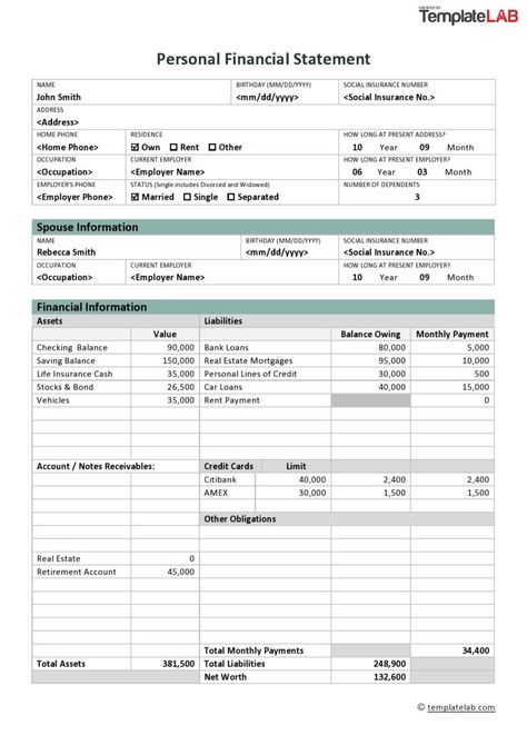 Download Personal Financial Statement 03 - TemplateLab Personal Financial Statement Template, Financial Statement Templates, Financial Analysis Templates, Cpn Tradelines, Financial Templates, Financial Professional, Accounting Notes, Accounting Education, Personal Financial Statement