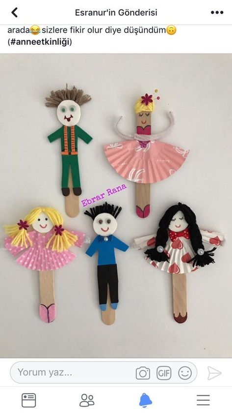 Ice Cream Stick Puppet, Stick Puppet Ideas, Stick Puppets For Kids, Ice Cream Stick Craft, Tissue Paper Crafts, Spoon Crafts, Popsicle Crafts, Ice Cream Stick, Spring Crafts For Kids