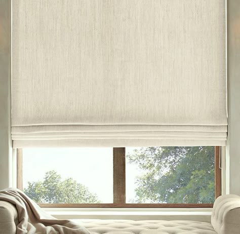 The topic is Roman Shades...I used a workroom whose owner is Italian. She could not say "Laurel." She always called me Laurrrie. She would say, "Laurrrie... Roman Curtains, Bathroom Blinds, Flat Roman Shade, Curtain Inspiration, Blinds Design, House Blinds, Kitchen Blinds, Bamboo Blinds, Curtains And Blinds