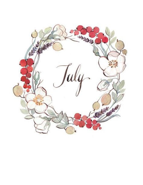 Photo | This Insignificant Life | Bloglovin’ Welcome July, Hello July, Watercolor Calligraphy, Wreath Watercolor, Planner Bullet Journal, Bullet Journaling, Bullet Journal Inspiration, Pics Art, Journal Inspiration