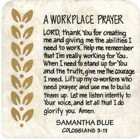 A Workplace #Prayer Workplace Prayer, Prayer For Workplace, Prayer For Work, The Carpenters, Prayer Changes Things, Prayer Times, Prayer Verses, Prayer Room, Prayers For Healing