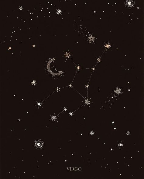 Celebrating our perfect Virgos in two days ✨ Do you have a Virgo in your life? I have one and only, my grandmother 🖤 Virgo Aesthetic Wallpaper Black, Virgo Aesthetic Wallpaper, Virgo Star Constellation, Constellations Art, Divine Geometry, Wallpaper Zodiac, Virgo Aesthetic, Celtic Zodiac, Virgo Constellation Tattoo