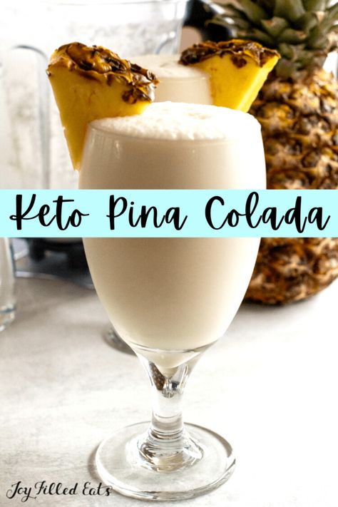 This Keto Pina Colada is the ultimate cocktail! It’s refreshing, ultra-creamy, and tastes like the perfect tropical drink you have been craving. Serve it at barbecues, pool parties, or sip on one after a long day. It’s sugar-free, grain-free, low-carb, keto, and gluten-free. Keto Pina Colada, Low Carb Alcoholic Drinks, Low Carb Cocktails, Keto Cocktails, Low Carb Drinks, Joy Filled Eats, Keto Drink, Tropical Drink, Keto Dessert Recipes