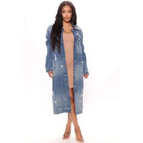 Fashionable women's clothing with torn holes long sleeved denim trench coat cardigan denim cape - AliExpress 200000345 Long Jeans Jacket Outfit, Denim Jacket Dress, Denim Trench Coat, Denim Outfits, Denim Jacket With Dress, Biker Shirts, Lace Side, Jeans Jacket, Leather Denim