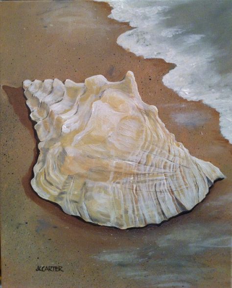 Sea Shell II. Original acrylic painting on canvas by JKCARTER. SOLD. Seashell Painting Canvases, Shell Paintings On Canvas, Sea Shell Painting On Canvas, Shell Painting Canvas, Seashell Painting Acrylic, Shell Painting, Beach Shells, A Level Art Sketchbook, Sea Life Art