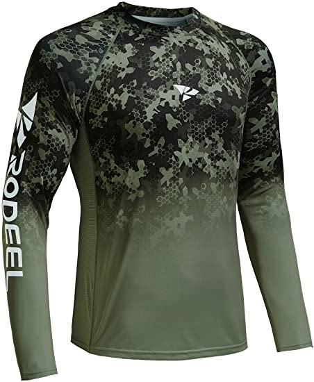 Rodeel Mens Loose-Fit Fishing T-Shirt Vented River Bluff Performance Long Sleeve Shirt UPF 50 Sleeve at Amazon Men’s Clothing store Long Sleeve Design, Sports T Shirt, Sport T Shirt Design, T Shirts Men, Sports Shirt, Fishing Shirts For Men, Fishing T Shirts Design, Fishing Jersey, Outdoor Sportswear T-shirt