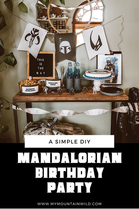 Mandalorian Birthday Invitation, Mandalorian Party Games, Mandolorian Birthday Party Ideas, Mandalorian Birthday Party Ideas, Mandalorian Birthday Party, Mandalorian Party, Mandalorian Birthday, Printable Food Labels, Star Wars Themed Birthday Party