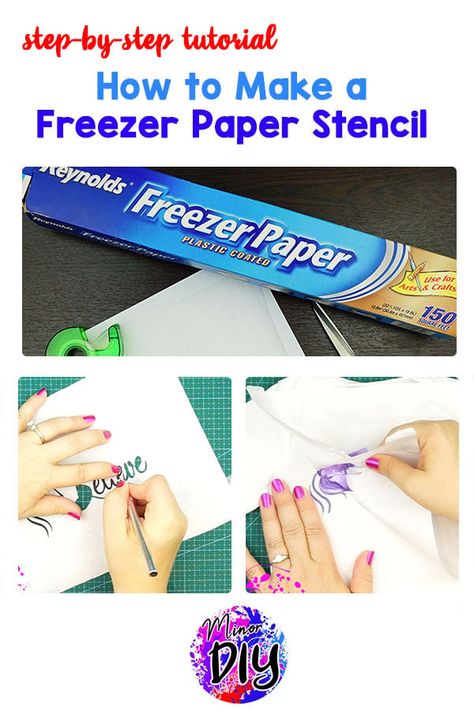 Want to make your own custom design on a shirt? Use a freezer paper stencil! » minorDIY Stencil Tutorial, Mod Melts, Ideas For Art Projects, Freezer Paper Stenciling, Htv Ideas, Stencils Tutorials, Diy Screen, Diy Screen Printing, Applique Tutorial