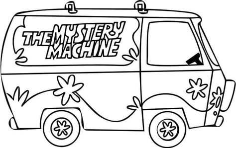 Retro Coloring Pages Free Printable, Old School Coloring Pages, Coloring Pages Movies, Scooby Doo Doodles, Scooby Doo Embroidery, Scooby Doo Bullet Journal, Scooby Doo Drawing Easy, Mystery Machine Drawing, Cool Adult Coloring Pages